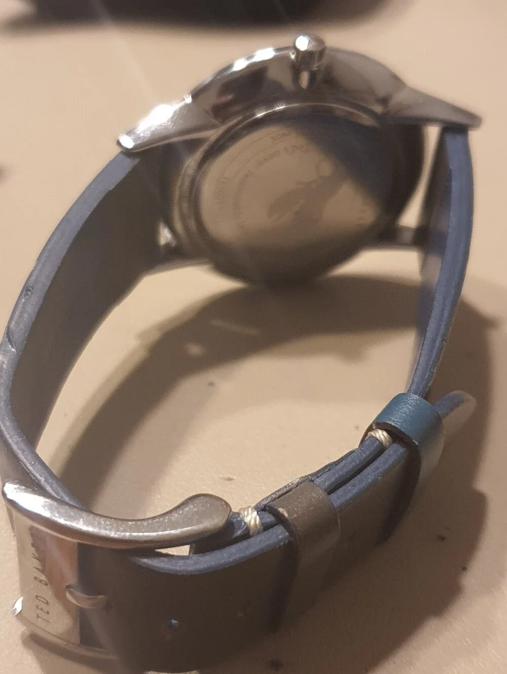 Ted Baker London Silver/Blue Leather Men's Watch w/Date